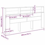 vidaXL Cabinet de Tête de Lit Chêne noir 200 x 19 x 103.5 cm