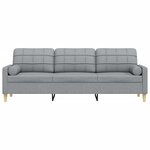 vidaXL Canapé 3 places avec oreillers gris clair 210 cm tissu