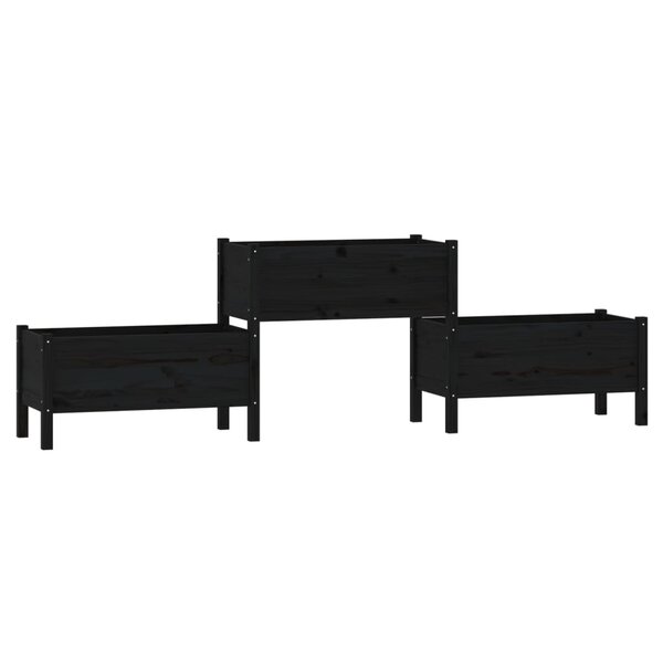 vidaXL Jardinière Noir 245 5x44x75 cm Bois massif de pin