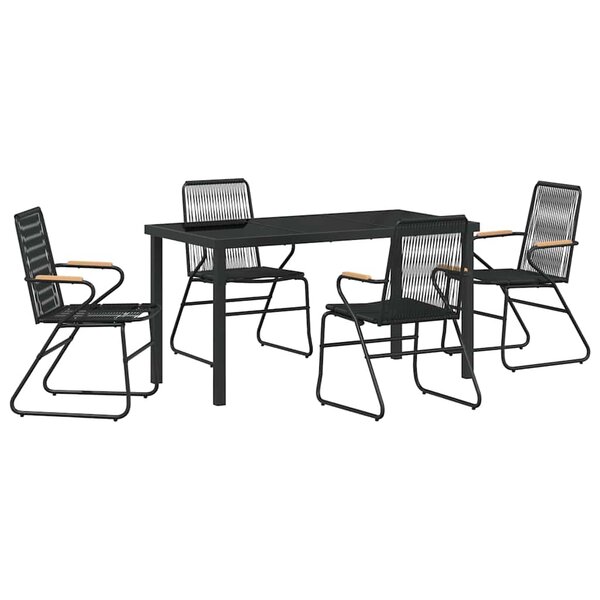 vidaXL Ensemble de salle à manger pour jardin 5 Pièces Noir Rattan PVC