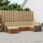 vidaXL Ensemble de canapés d'extérieur 6 Pièces Naturel et Beige