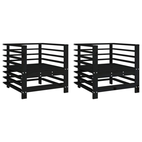 vidaXL Chaises de jardin lot de 2 noir bois massif de pin