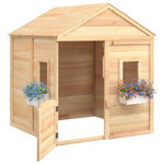 vidaXL Maison de jeux et porte verrouillable/fleurs bois massif sapin