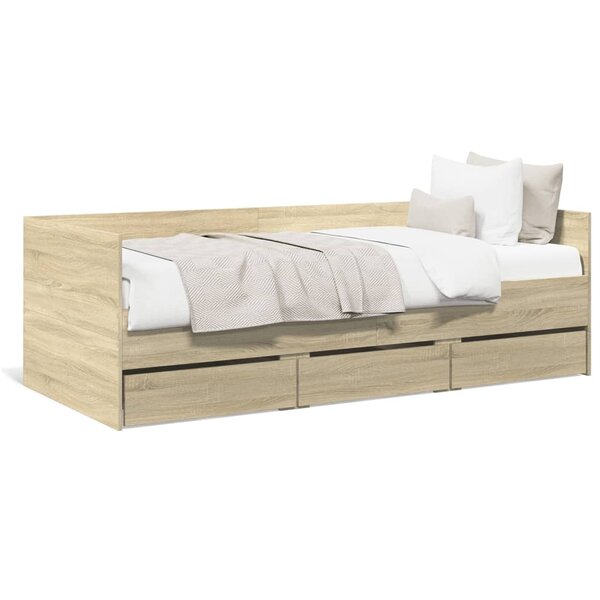 vidaXL Lit de jour avec tiroirs sans matelas chêne sonoma 100x200 cm