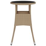 vidaXL Table de jardin Ø60x75 cm Verre trempé/résine tressée Beige