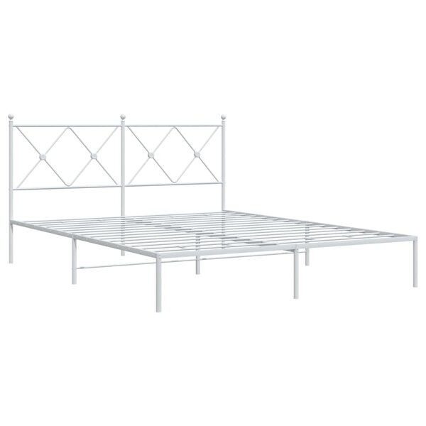 vidaXL Cadre de lit métal avec tête de lit blanc 150x200 cm