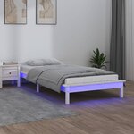 vidaXL Cadre de lit à LED blanc 90x190 cm simple bois massif