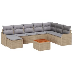 vidaXL Ensemble de canapé de jardin 9 Pièces beige et gris clair