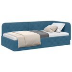 vidaXL Cadre de lit d'angle avec tête de lit Bleu 90 x 200 cm Velours