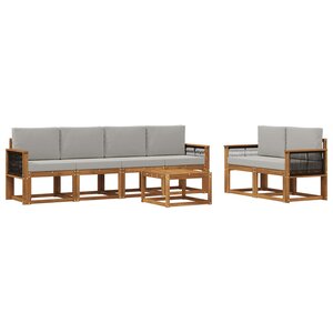 vidaXL Ensemble de canapés d'extérieur 6 pc Naturel et gris clair