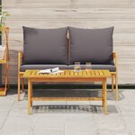 vidaXL Ensemble bistro 2 pièces avec coussins - en bois d'acacia massif