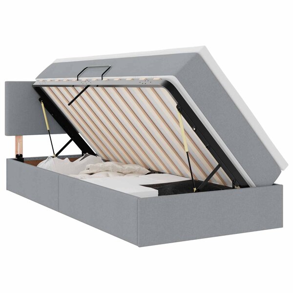 vidaXL Lit de rangement LED avec matelas Gris clair 90 x 190 cm Tissu