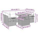 vidaXL Salon de jardin avec coussins 7 Pièces gris résine tressée