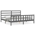 vidaXL Cadre de lit sans matelas gris 200x200 cm bois massif de pin
