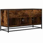 vidaXL Meuble TV chêne fumé 100x35x50 cm bois d'ingénierie et métal