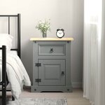vidaXL Table de chevet Gamme Corona pin mexicain Gris 53x39x67 cm