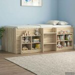 vidaXL Cadre de Lit Élevé pour Enfants 2 Pièces Chêne Sonoma 90 x 200 cm