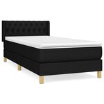 vidaXL Sommier à lattes de lit avec matelas Noir 90x200 cm Tissu