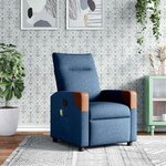 vidaXL Fauteuil inclinable de massage Bleu Tissu