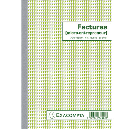 Manifolds Factures Micro-entrepreneur 21x14 8cm - 50 Feuillets Autocopiants Dupli - X 5 - Exacompta