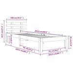 vidaXL Cadre de lit Noir Bois massif 100x200 cm