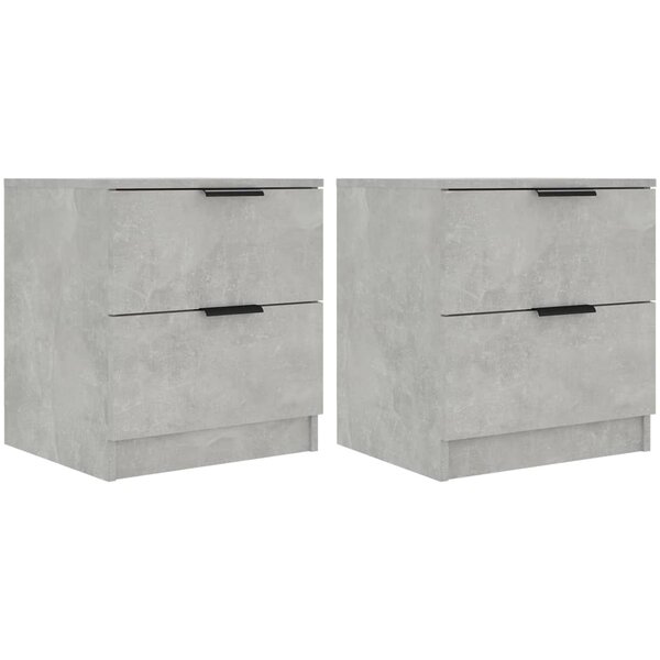vidaXL Tables de chevet 2 Pièces Gris béton Bois d'ingénierie
