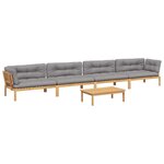 vidaXL Salon palette de jardin avec coussins 5Pièces bois d'acacia massif