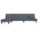 vidaXL Canapé-lit en forme de L gris 255x140x70 cm velours