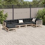 vidaXL Salon de jardin 7 Pièces avec coussins bois de pin massif