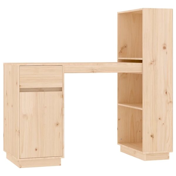 Bureau table poste de travail meuble d'ordinateur informatique étude 110 x 53 x 117 cm bois massif de pin brun 02_0023371