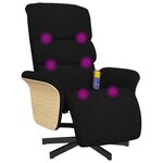 vidaXL Fauteuil inclinable de massage avec repose-pieds noir tissu