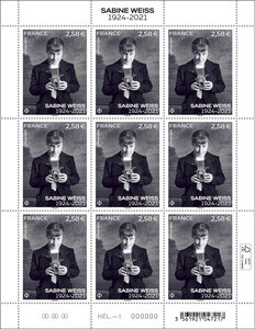 Feuille de 9 timbres - Sabine Weiss (1924-2021)  - Lettre verte