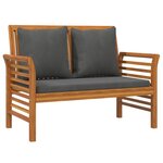vidaXL Banc de canapé avec coussins gris foncé Bois d'acacia solide