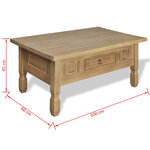 vidaXL Table basse avec tiroir Bois de pin massif Mexique