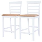 vidaXL Table et chaises de bar 3 Pièces Bois massif Marron et blanc