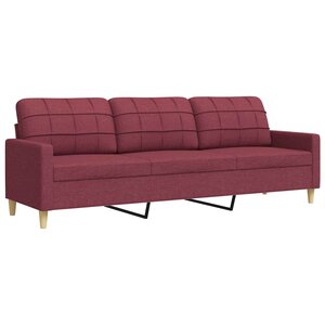 vidaXL Canapé à 3 places Rouge bordeaux 210 cm Tissu