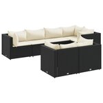vidaXL Salon de jardin 7 Pièces avec coussins Noir Résine tressée