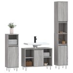 vidaXL Ensemble de meubles de salle de bain 3 Pièces Sonoma gris