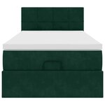 vidaXL Cadre de lit ottoman avec matelas vert foncé 90x190 cm velours