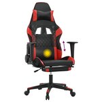 vidaXL Chaise de jeu de massage avec repose-pied Noir&Rouge Similicuir