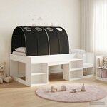 vidaXL Lit haut pour enfants avec rangement Blanc et noir
