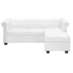 vidaXL Canapé Chesterfield en forme de L cuir synthétique blanc