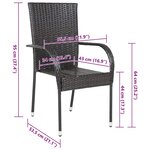 vidaXL Chaises empilables d'extérieur lot de 2 Résine tressée Marron
