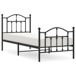 vidaXL Cadre de lit métal sans matelas avec pied de lit noir 90x190 cm