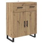 vidaXL Haut Armoire 2 Pièces Chêne artisanal Bois Aggloméré et Verre