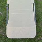Chaise longue pliante bain de soleil inclinable transat textilène lit jardin plage 182L x 56l x 24 5H cm beige