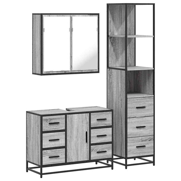 vidaXL Ensemble de meubles de salle de bain 3 Pièces Sonoma gris