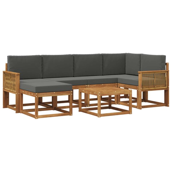 vidaXL Ensemble de canapés d'extérieur 7 pc Naturel et Anthracite