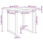 vidaXL Table à manger cadre en O 80x80x75 5cm bois de pin massif acier