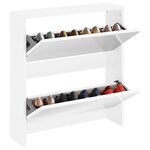 vidaXL Meuble à chaussures 2 étages avec miroir 63x17x67 cm Blanc